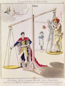 Le Résultat de la journée des trois empereurs, caricature dessinée après la bataille d